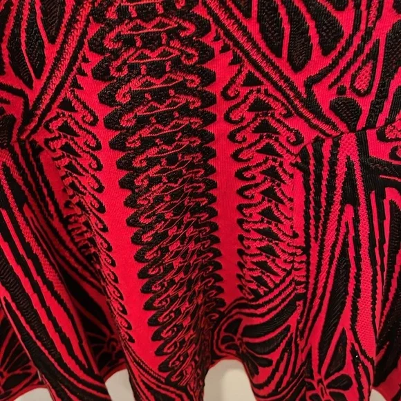 RVN Red and Black Abstract Fit and Flare Dress, Size Small - Picture 11 of 15